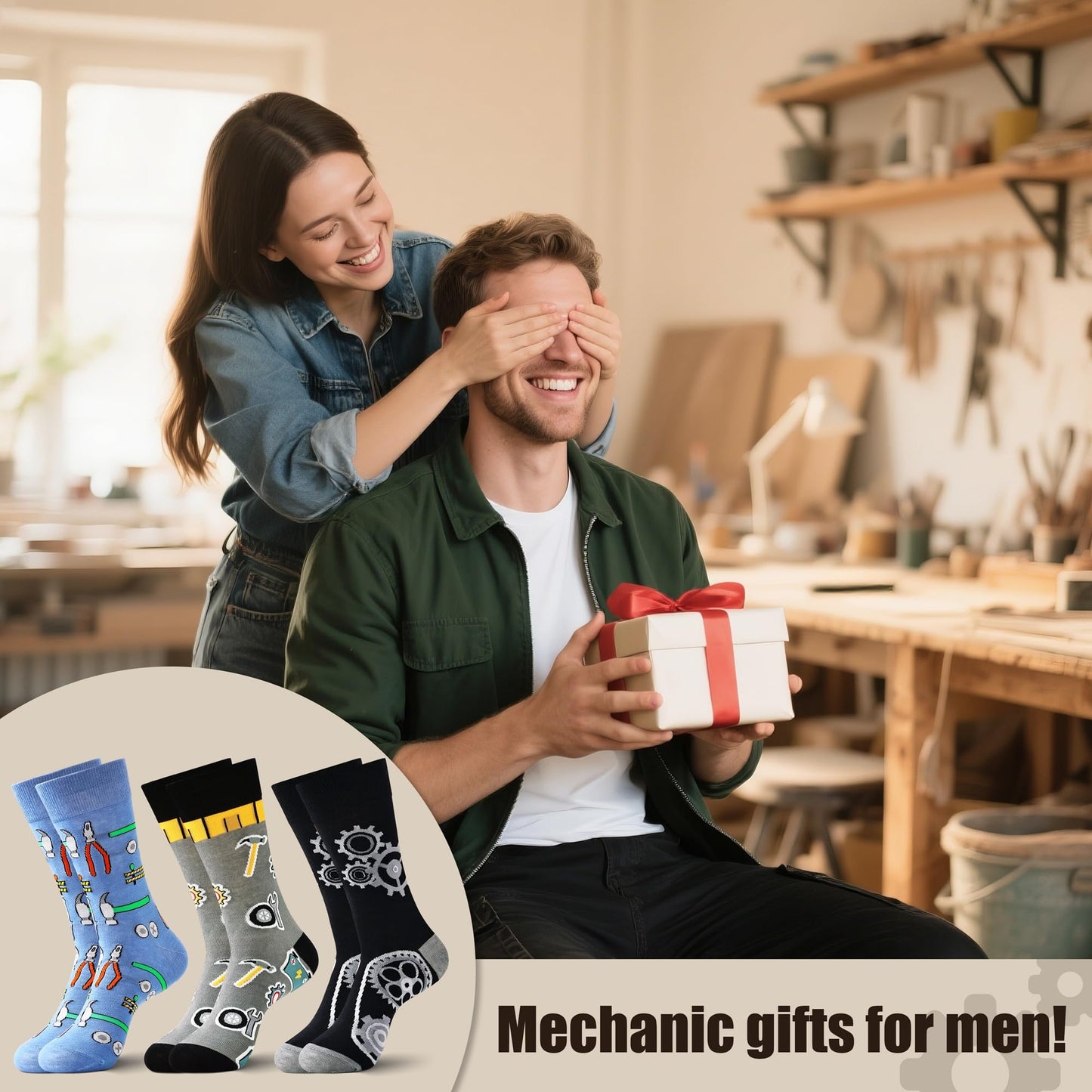 Jeasona Mens Funny Fun Crazy Funky Dress Crew Socks Gifts for Men Dad Grandpa