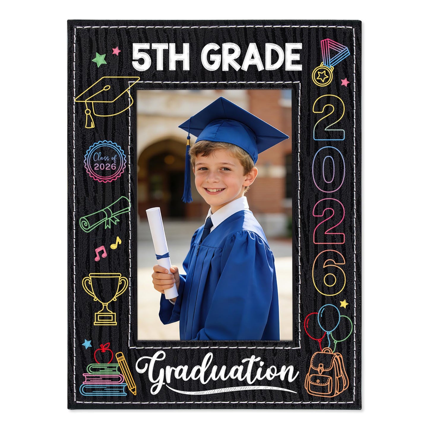 PETCEE 5th Grade Graduation Gifts - 5th Grade Graduation Picture Frame 2026 4"x 6" Fifth Grade Grads Decorations Photo Frame Keepsake for Kids Boys Girls Class of 2026 Gifts for Elementary School