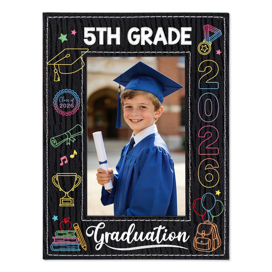 PETCEE 5th Grade Graduation Gifts - 5th Grade Graduation Picture Frame 2026 4"x 6" Fifth Grade Grads Decorations Photo Frame Keepsake for Kids Boys Girls Class of 2026 Gifts for Elementary School