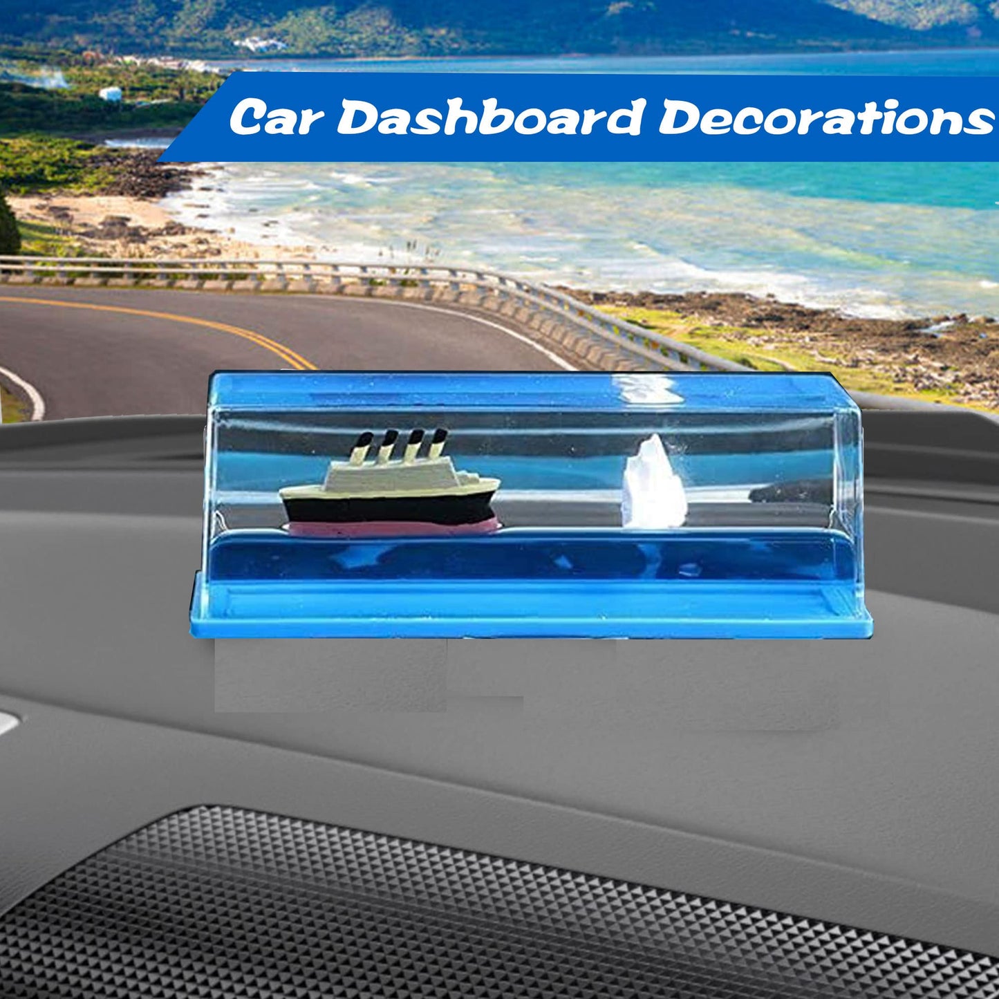 Honsheng Unsinkable Titanic Simulator Toy Wavey Boat in a Box Liquid Wave Cruise Fluid Ship Decoration Ornament for Car Decoration Paperweight Desk Toy Gifts