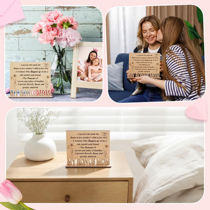 Qunclay Bonus Mom Gifts Wooden Standing Sign Plaque Gifts for Stepmom Adoptive Bonus Mom Definition Thank You Gift Desk Sign for Mothers Day Stepmother Birthday Christmas Gift
