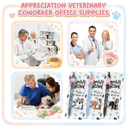 Sayglossy 30 Set Veterinary Assistant Gifts Pens Sets Graduation Vet Tech Appreciation Gifts Animals Pens Keychains Bookmark Thank You Gift Bulk for Veterinary Technician, Nurse, Pet Lover
