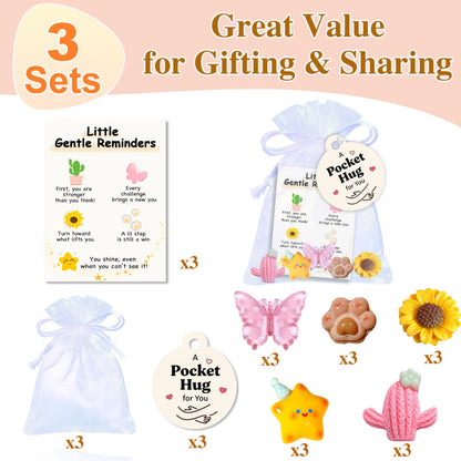 10 Sets Inspirational Card Gifts with Positive Affirmation Card & 5 Resin Figurines, Daily Mindfulness & Encouragement Gifts for Women, Friends, Birthday & Thanksgiving (10, Gentle reminder)