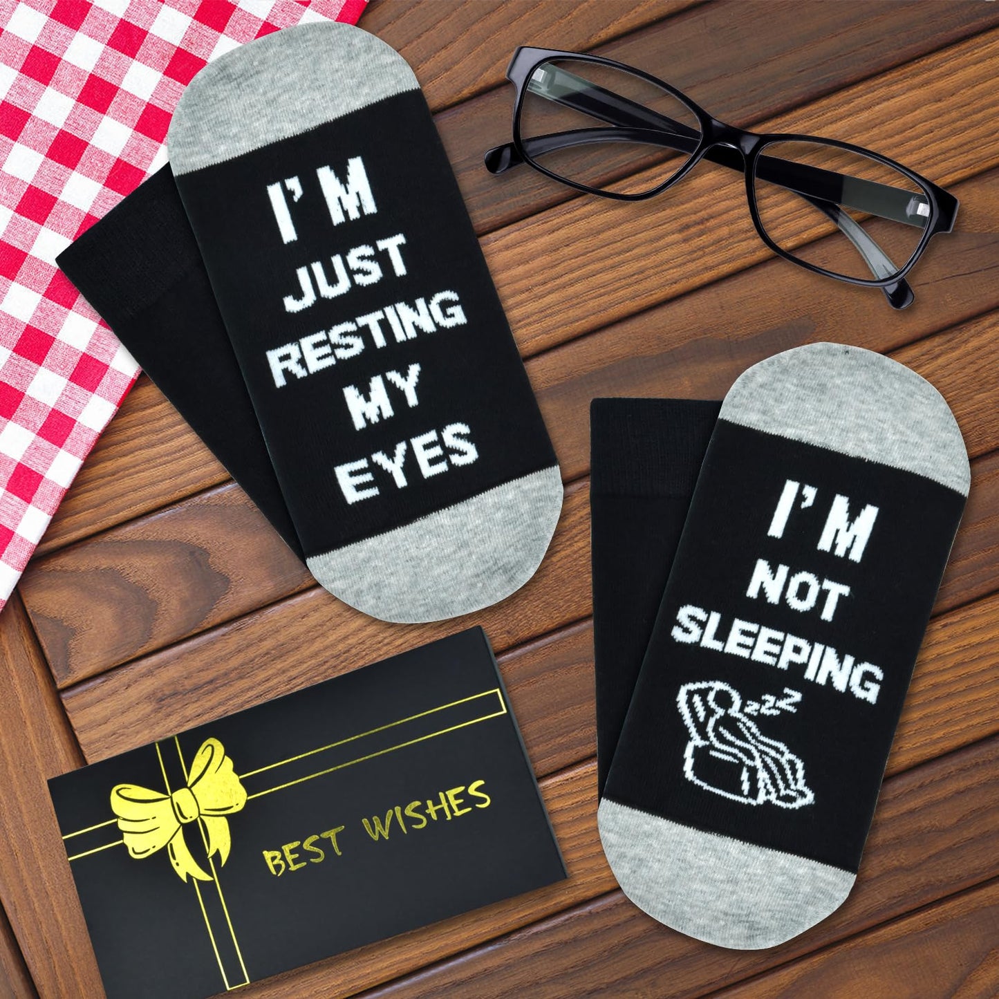 Dealswin Birthday Gifts for Dad, Fathers Day Gift for Men, I'm Not Sleeping I'm Just Resting My Eyes Funny Socks