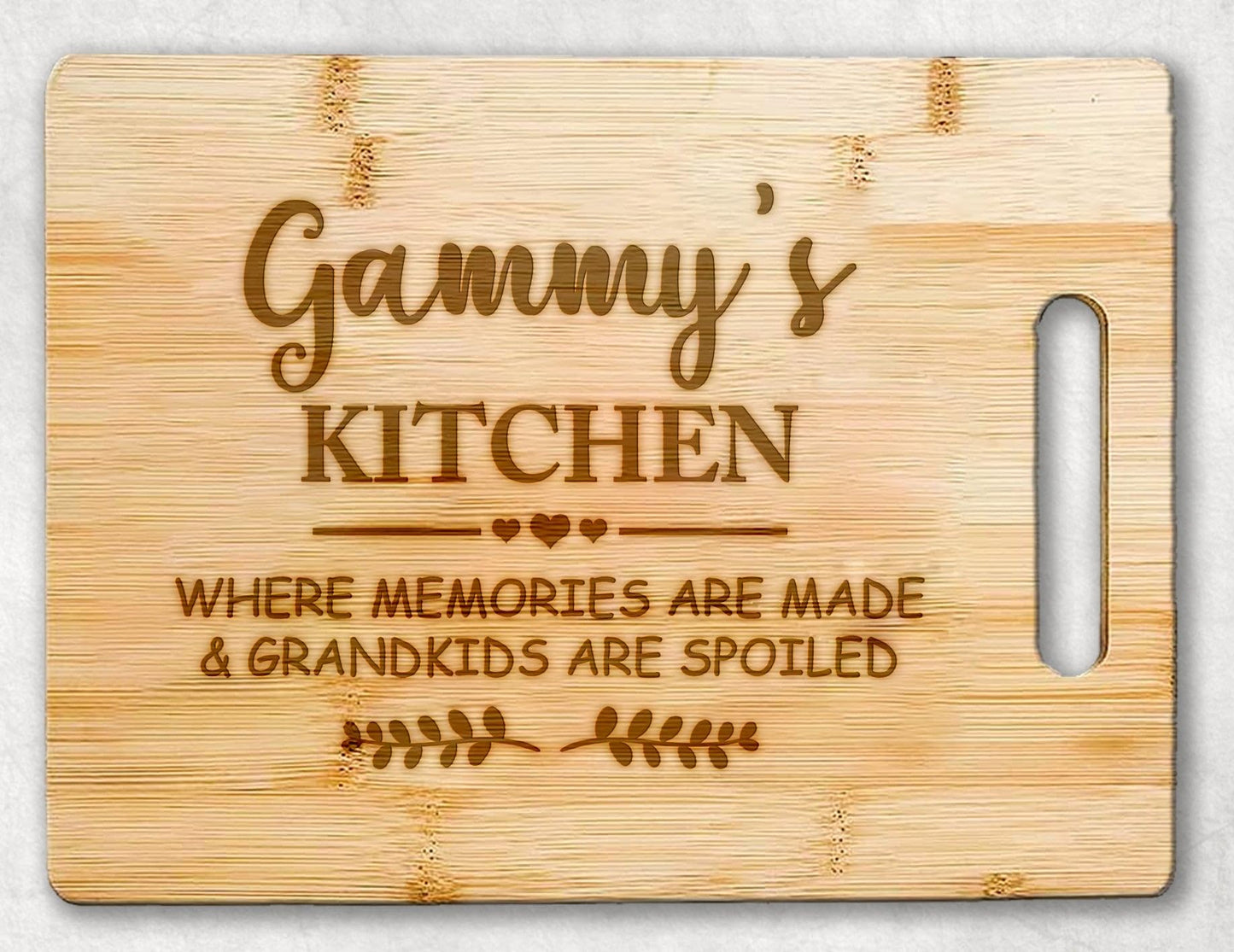Gammy's Kitchen Bamboo Cutting Board - Mother's Day Cutting Board - Mother's Day Gift - Birthday Gifts From Grandchildren - Son Daughter - Best Gammy Cutting Board - Gammy Gifts