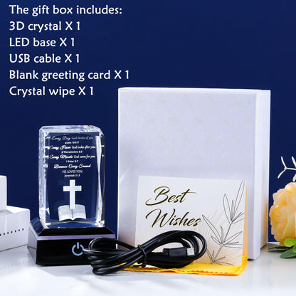 Movdyka 3D Crystal Christian Gifts for Women Men Inspirational Bible Verse Religious Keepsake with Colorful LED Night Light, Encouragement Spiritual Gifts for Women on Birthday Christmas