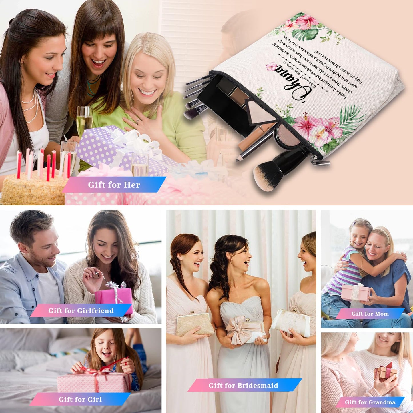 Hawaiian Travel Souvenirs Gifts for Women - Makeup Bag Cosmetic Bag for Hawaii Trip, City Themed Travel Essentials Bag Pouch