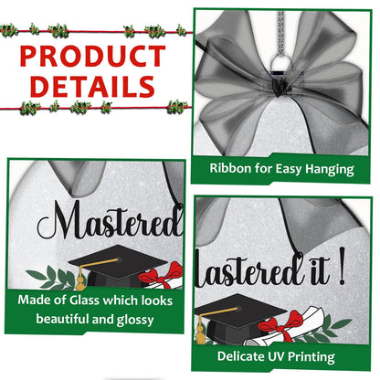 Mastered It Class of 2026 Masters Degree Graduation Ornament Christmas Ornament Tree Decoration Gifts for Her Him Graduation Gift for High School Graduate PhD College Students Glitter