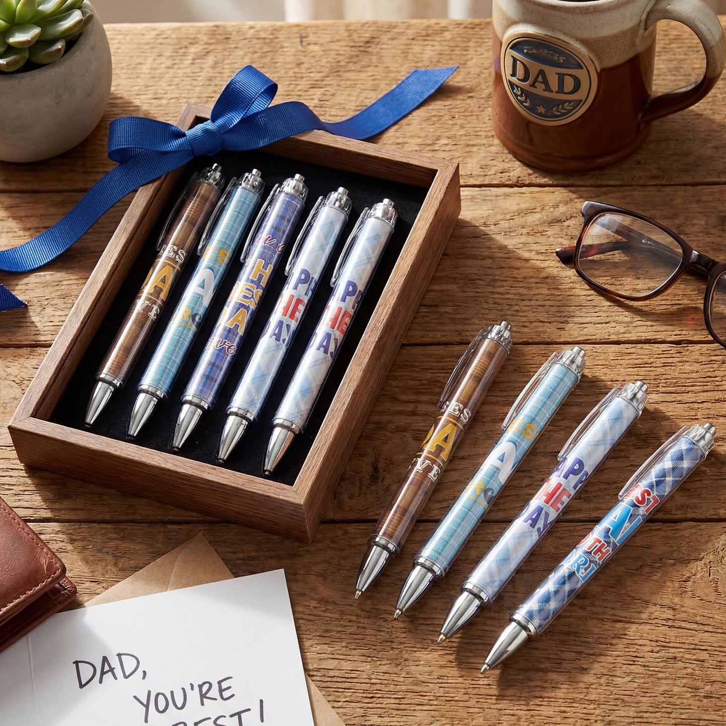 Sayglossy 60 Pcs Father's Days Ballpoints Gifts bulk Happy Father's Day Ballpoints Black Ink Retractable Pens for Men Dad Theme Party Supplies Church Gifts