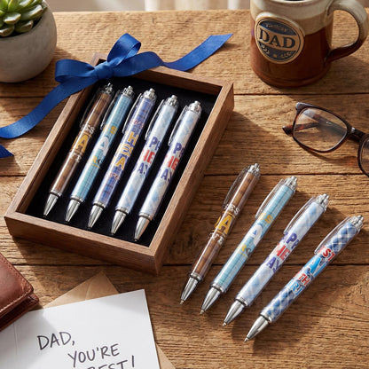 Sayglossy 60 Pcs Father's Days Ballpoints Gifts bulk Happy Father's Day Ballpoints Black Ink Retractable Pens for Men Dad Theme Party Supplies Church Gifts