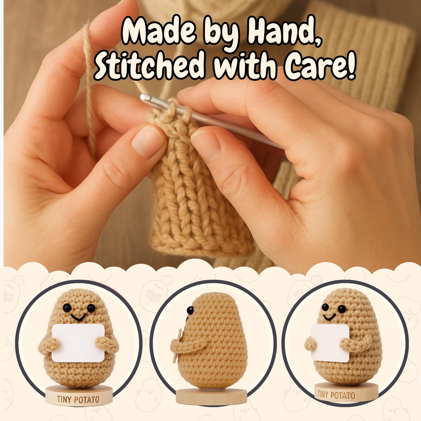 Funny Pregnancy Gift for 1st Mothers Day - Tiny Potato Crochet with 30 Empowering Cards for Expecting Soon to Be Moms | New Baby Pregnancy Announcement Present Idea - Gender Reveal for Pregnant Women