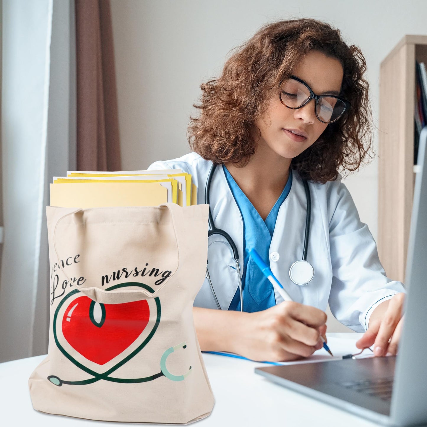 Kolewo4ever 16 Pieces Nurse Appreciation Gifts Nurses Week Gifts Tote Bags Nurse Graduation Retirement Canvas Tote Bags Shopping Bag Shoulder Bag Gift for Women Nurses Supplies