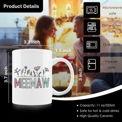 Meemaw Coffee Mug,Meemaw Gifts,Funny Tea Mugs,Birthday Christmas Gifts for Meemaw,Color Meemaw Coffee Mug 11Oz