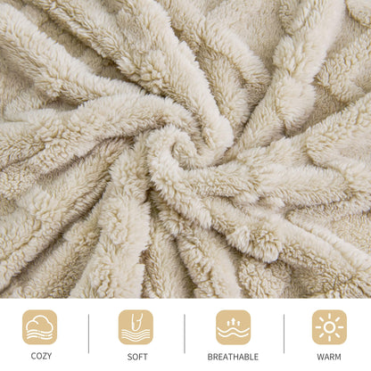 Aganear Fleece Throw Blanket - Cozy Soft Lightweight Fuzzy Throw Blanket for Women Portable Throw Blankets for Couch, Warm Present for Birthday, Christmas, Halloween, Housewarming(50"x60", Khaki)