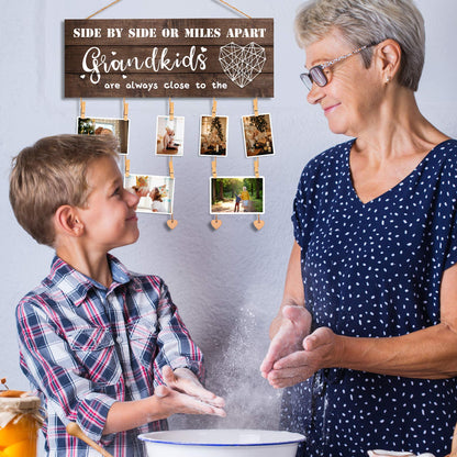 GEMTEND Grandma Gifts Nana Photo Holder, Gifts for Grandmother Present from Granddaughter and Grandson, Clips and Twine for Photo Hanging, Grandkids Photo Frame for The Best Grammy Ever Gift