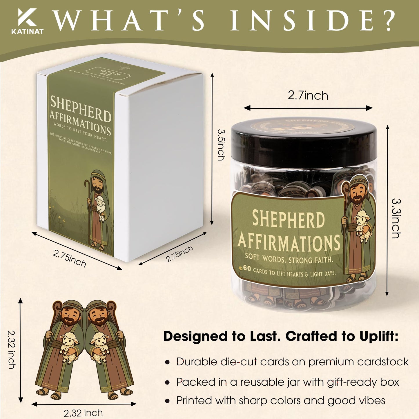 Shepherd Affirmations Jar- Faith & Encouragement Notes, Christian Gifts for Men & Women, Pastor Appreciation Gifts for Men, Pastor Wife Appreciation Gift, Christmas Gift