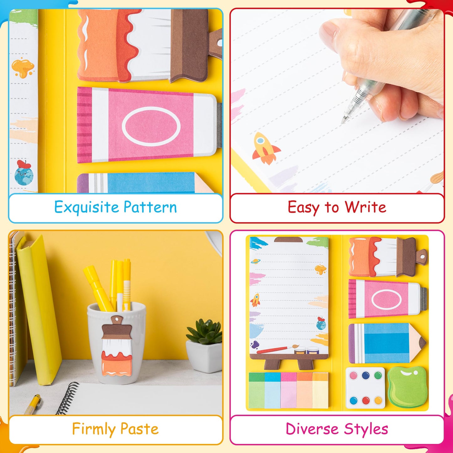 B1ykin Cute Sticky Notes Set - World’s Best Art Teacher Self-Stick Notes Pad, 550 Sheets Writing Memo Pages Sticky Notepad for Appreciation Gifts, School Office Party Supplies (Art Teacher)