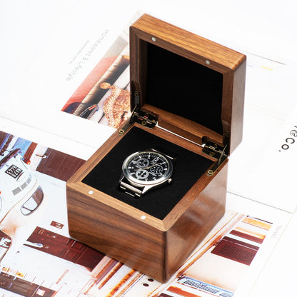 Single Walnut Wooden Watch Box Watch Storage Travel Case Organizer for Men and Women Wristwatch Display Box Holder