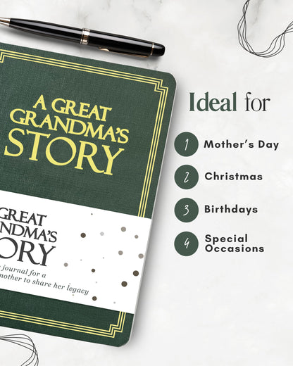 Great Grandma's Life Story Journal (Hardcover): A Meaningful Keepsake for Great Grandma to Share Her Journey & Memories, Book Includes 250+ Prompts, Great Gifts for Mother's Day, Birthday & Christmas