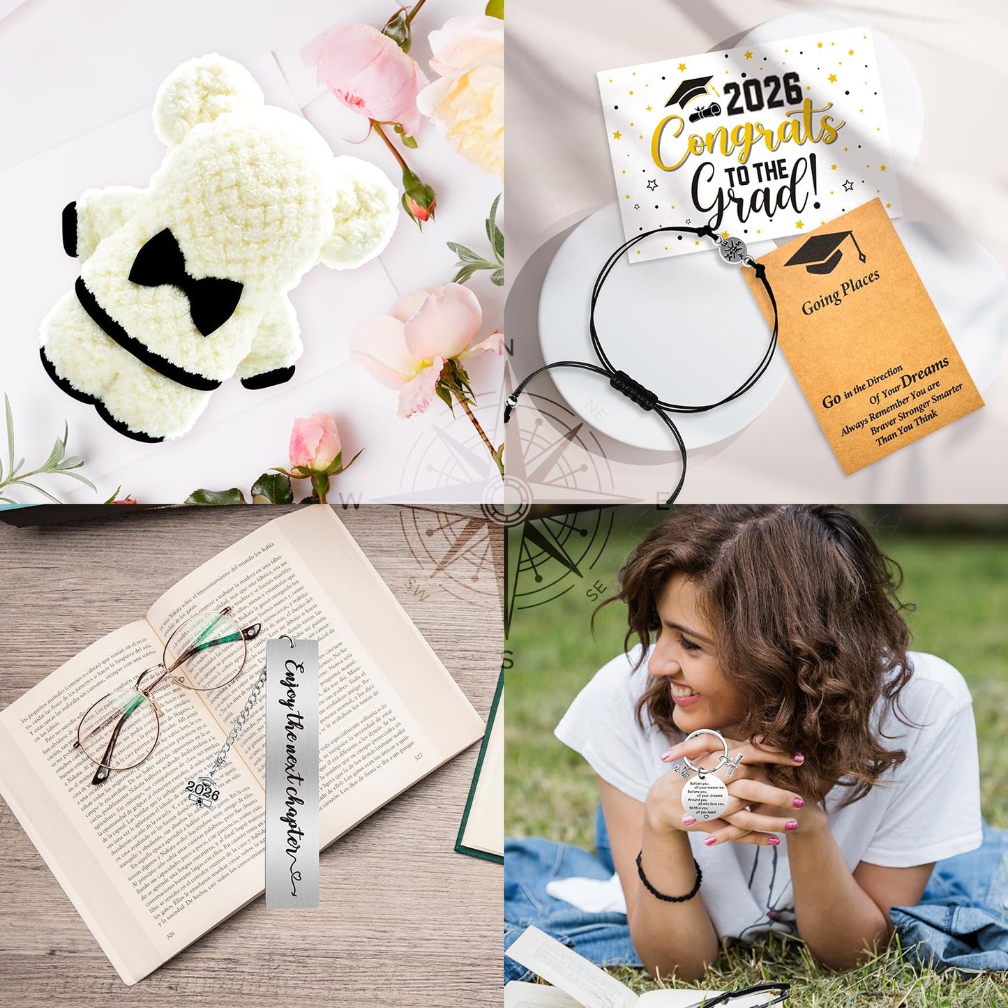 10 Pieces 2026 Graduation Gift Box Set, Class of 2026 Graduation Gift Basket with 20 Oz Tumbler, Socks, Bear Towel, Journal Notebook, Pen, Bookmark, Bracelet, Keychain for High School College Gifts