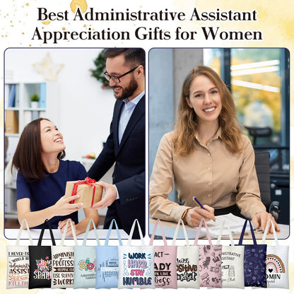 12 Pcs Administrative Professional Day Gift for Women Administrative Assistant Appreciation Gifts Tote Bags, Thank You Appreciation Gift for Office Receptionist Secretary