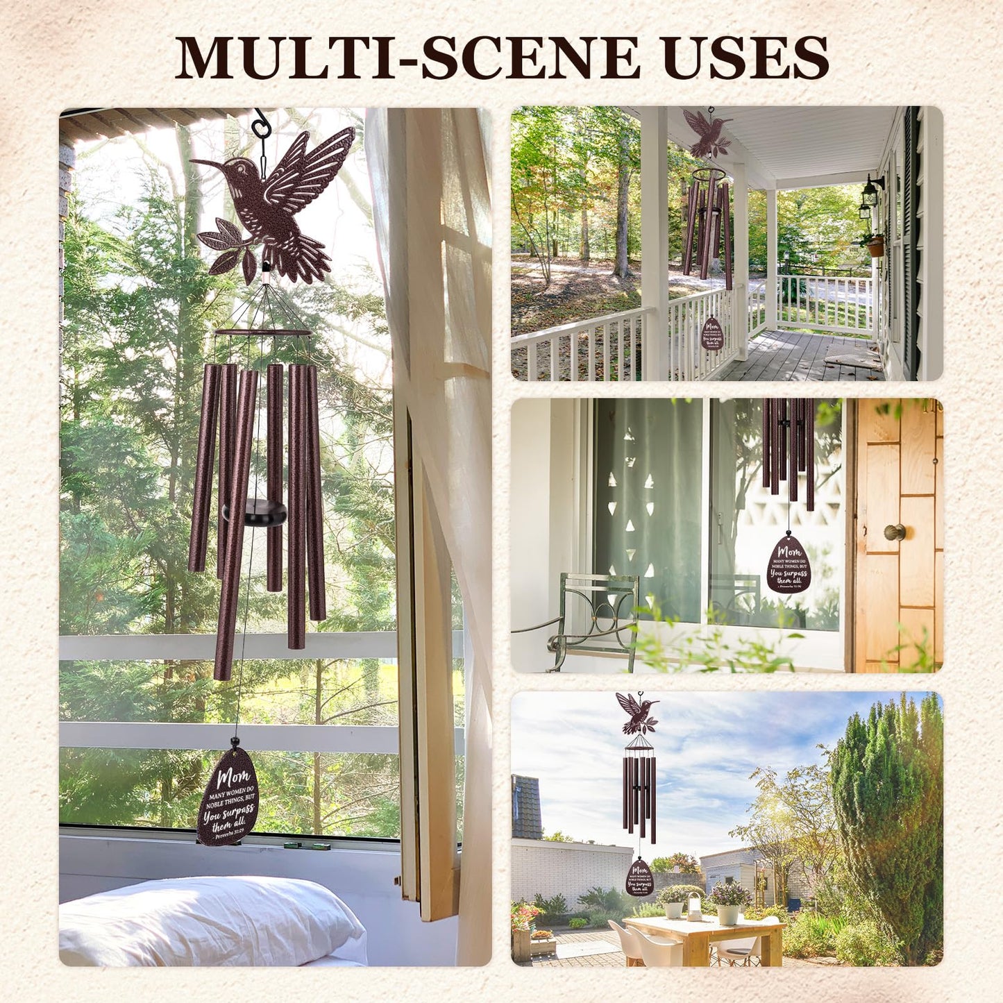 Aurahouse Mothers Day Birthday Gifts for Mom, 37'' Mom Wind Chimes, Christian Gifts for Moms, Mother Birthday Gift from Daughter Son, Religious Christmas Valentines Day Presents for Moms