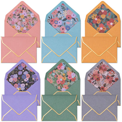 Small Gift Card Envelopes, 60-Count Mini Business Card Envelopes, Bulk Tiny Gift Card Holders, The Softbloom Tapestry, 6 Colors and Floral Designs, 3.7 x 2.7 Inches