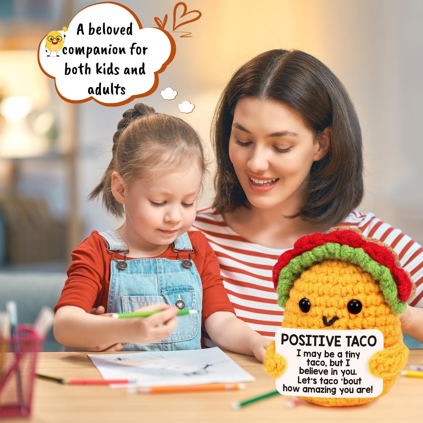 TuSuQing Graduation Gifts for Teens Boys Girls Kids Teacher Positive Crochet Taco Animals Women Birthday Gifts Friends Sister Relaxation Self Care Get Well