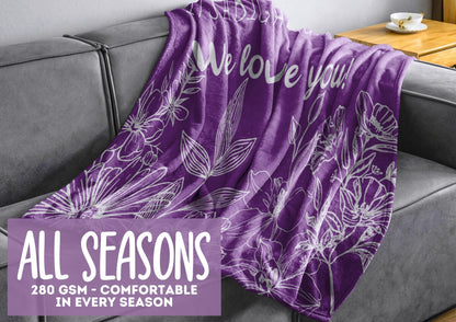 InnoBeta Gammy Gifts, Gifts for Gammy, Flannel Throw Blankets on Mother's Day, Christmas, Birthday, 50" x 65", Purple Flowers