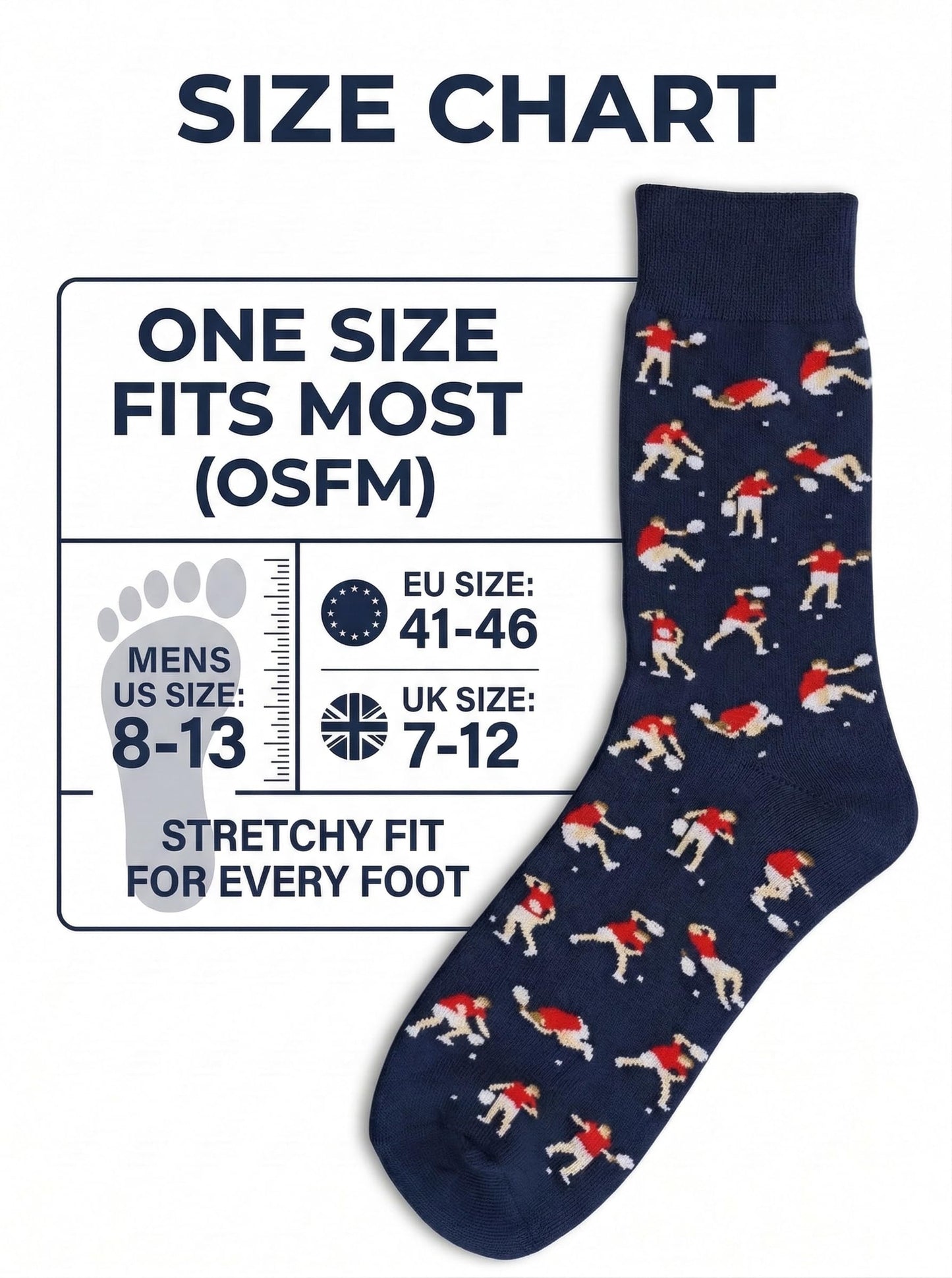 Socks with Frustrated Tennis/Pickleball Player/Drinker Design, Novelty Cotton Screw Socks for Men, Size 8-13