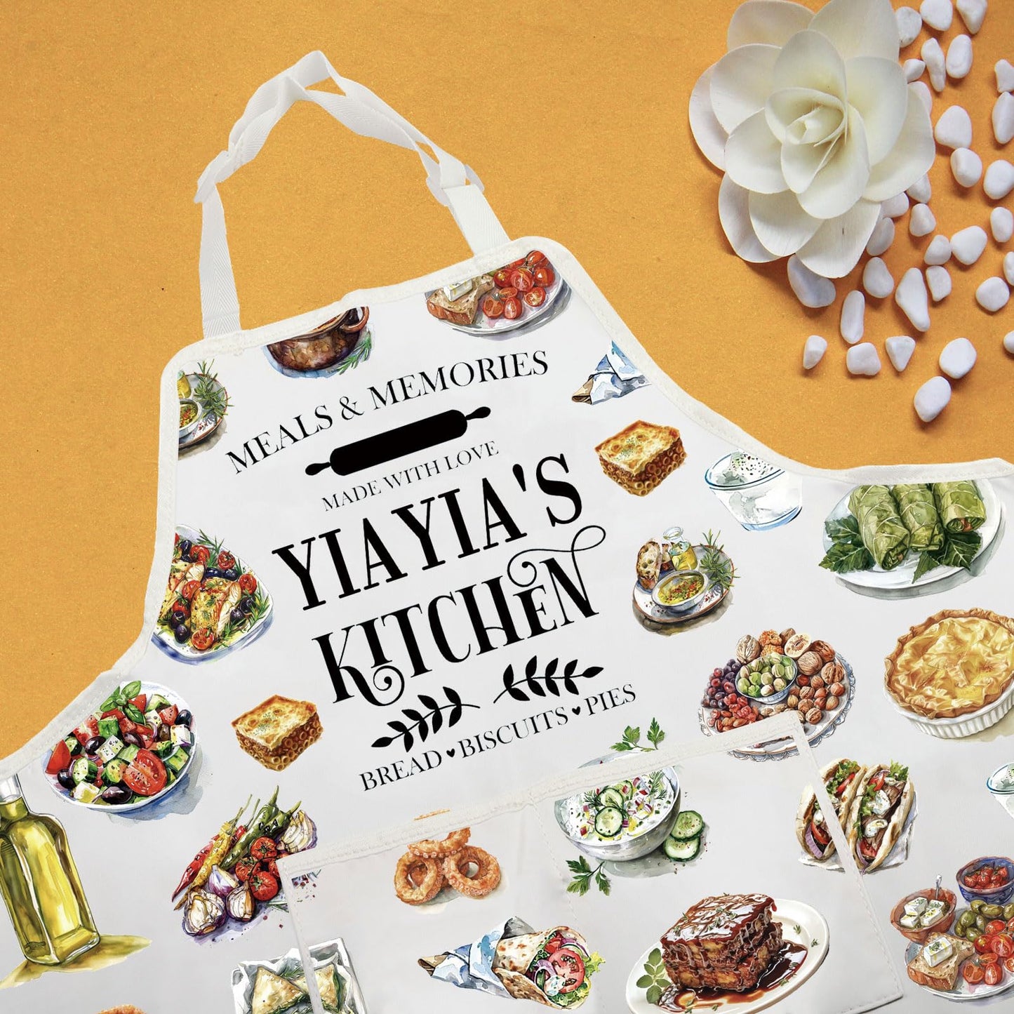WCGXKO YIAYIA'S Kitchen Apron Yiayia Typography Gift Greek Yiayia Gift Best Yiayia Ever Gift for Grandma