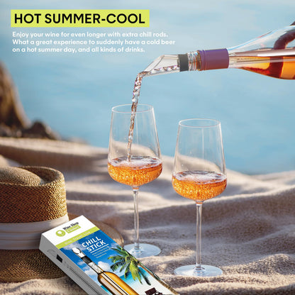 Wine Chiller - Wine Cooler Stick, 3 in 1 Stainless Steel Wine Bottle Chiller with Aerator and Pourer, The Best Holiday Gifts.