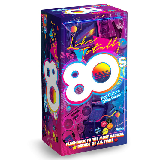 Buffalo Games Like Totally 80's Pop Culture Trivia Game - 200 Cards, 30s Timer & Guide - Team Contest for Adult Game Night - Portable Travel Activities for Adults - Quick Trivia Quizzes for Players