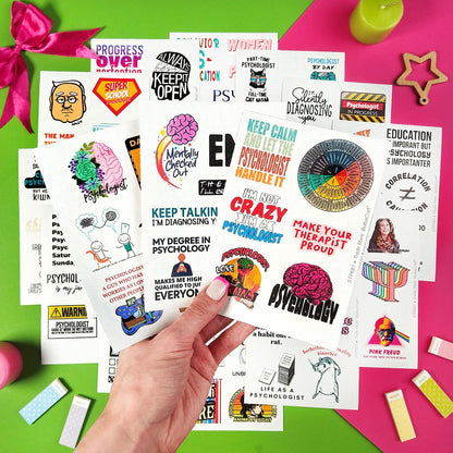 BulbaCraft Psychology Stickers (100Pcs), Funny Vinyl Decals for Laptop, Therapy Gifts, Psychologist Stickers for Women & Men, Waterproof, Reusable