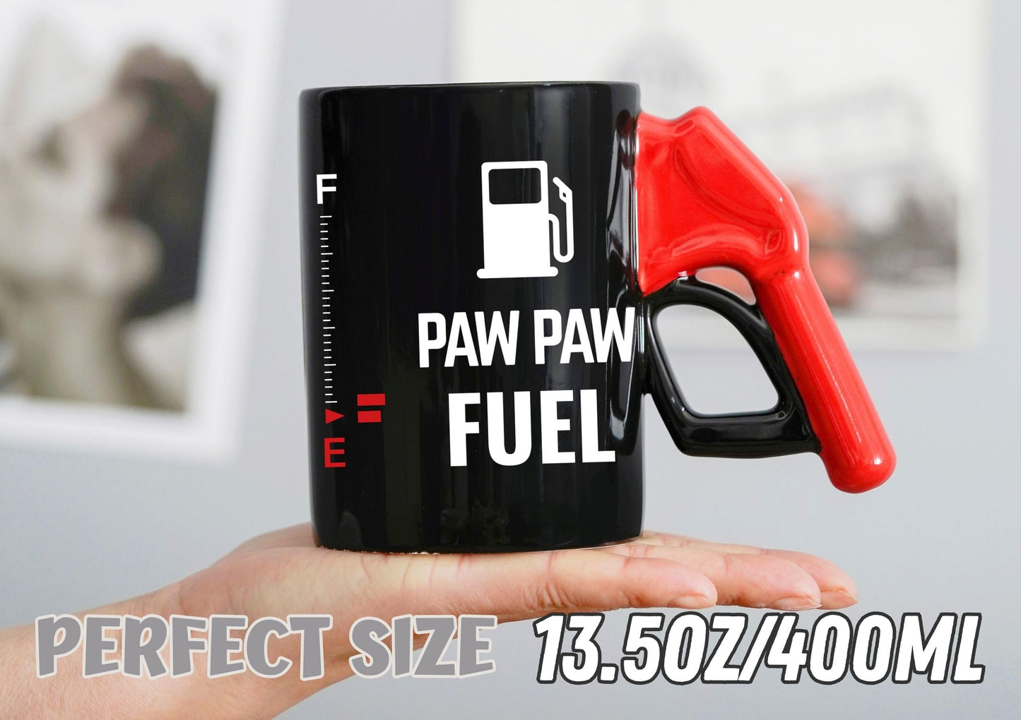 Onebttl Paw Paw Gifts, Pawpaw Fuel Color Changing Coffee Mug with Fueling Nozzle Handle, Gifts for Grandpa, 13.5oz/400ml Funny Ceramic Mug for Christmas, Father's Day