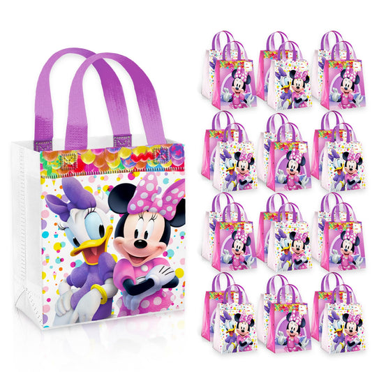 Disney Minnie Mouse Party Favor Bags Set – 24 Pack of 8" Minnie Mouse Party Goodie Bags for Kids Bulk Reusable Totes | Minnie Birthday Party Supplies