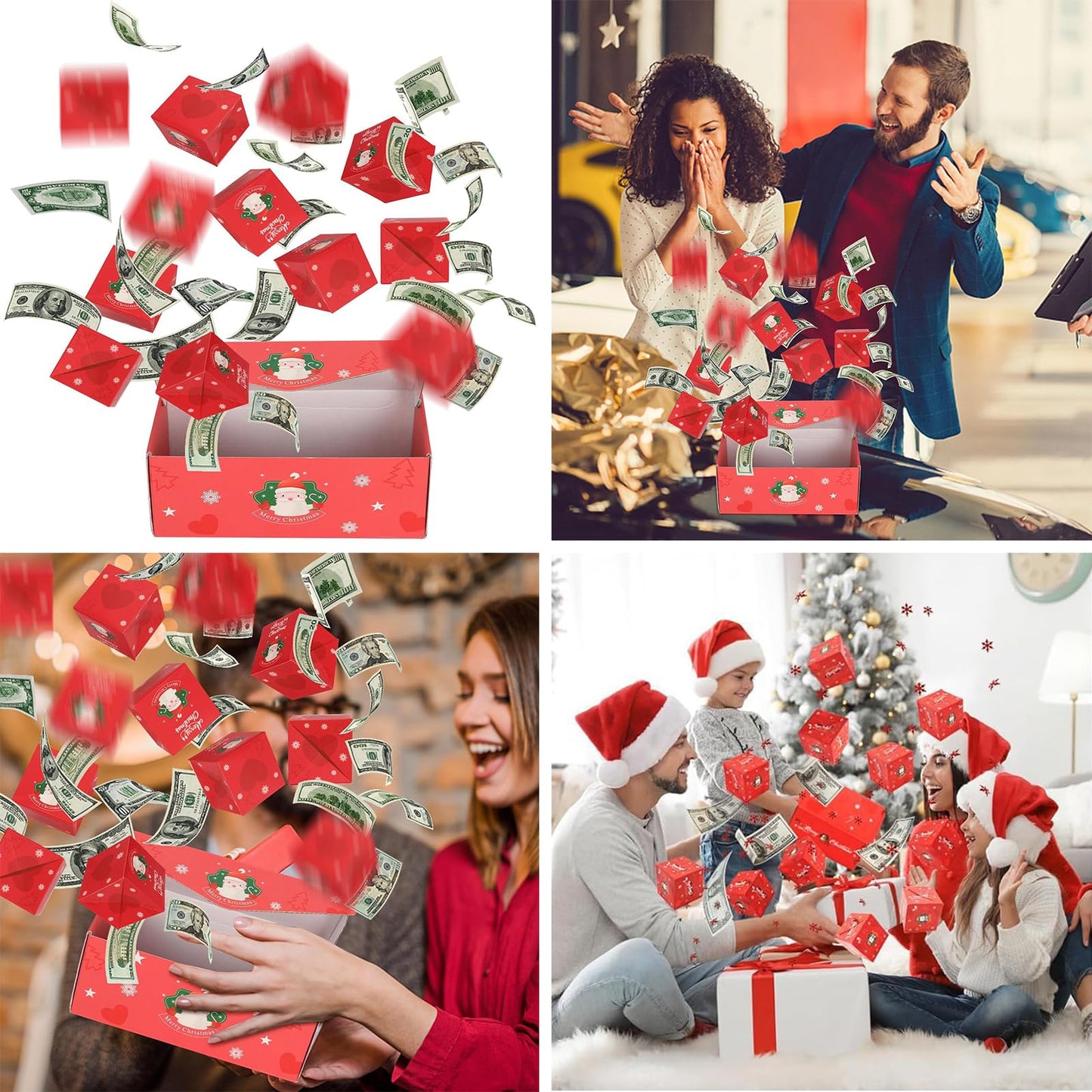 Surprise Gift Box Explosion Money Box for Cash, 2025 Merry Christmas Pop-Up Gift Boxes for Birthday, Anniversary, Valentine (Green)