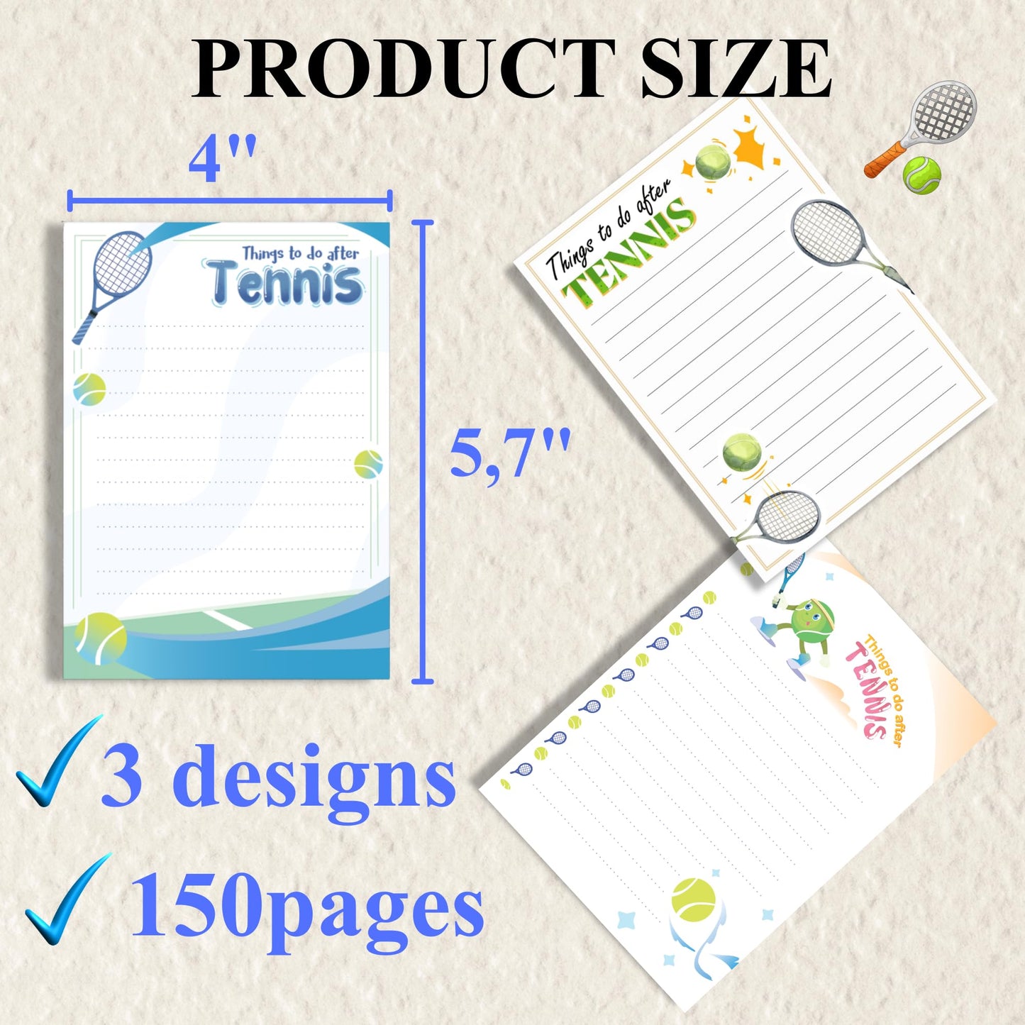 3pcs -150 pages Funny Tennis-Memo Notepads - Funny Tennis Gifts - Cute Note Pads, Mother-day Gifts Stick Anywhere – Capture Every Idea, Mothers Day