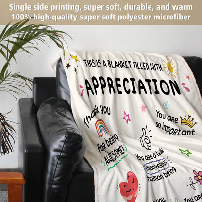 Craftique Thank You Gifts for Women, Men, Friend, Appreciation Blanket, Appreciation Gifts for Employee Coworker Teacher Counselor Paraprofessional Volunteer, Inspirational Quote Gift