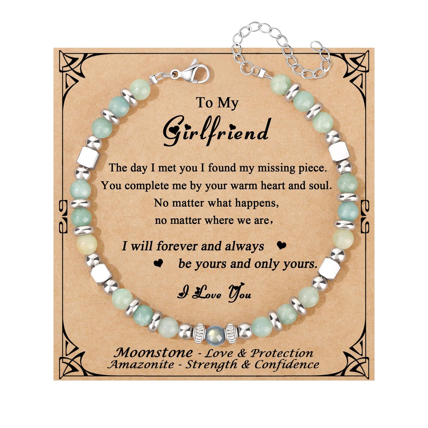 JoycuFF 𝗚𝗶𝗳𝘁𝘀 𝗳𝗼𝗿 𝗪𝗼𝗺𝗲𝗻 𝗠𝗼𝗼𝗻𝘀𝘁𝗼𝗻𝗲 𝗕𝗿𝗮𝗰𝗲𝗹𝗲𝘁 Amazonite Colorful Imperial Jasper Stainless Steel Beads Bracelets, Graduation Christmas Valentines Mothers Day Birthday Gifts