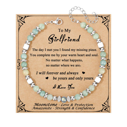JoycuFF 𝗚𝗶𝗳𝘁𝘀 𝗳𝗼𝗿 𝗪𝗼𝗺𝗲𝗻 𝗠𝗼𝗼𝗻𝘀𝘁𝗼𝗻𝗲 𝗕𝗿𝗮𝗰𝗲𝗹𝗲𝘁 Amazonite Colorful Imperial Jasper Stainless Steel Beads Bracelets, Graduation Christmas Valentines Mothers Day Birthday Gifts