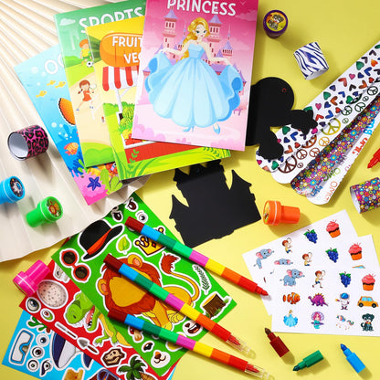 BenLouis 192Pcs Kids Party Favors Mini Coloring Books Crayon Slap Bracelets Stickers Set Bulk for Kids 4-8-12 Classroom Birthday Gifts Goodie Bags Pinata Stuffers School Rewards Crafts Supplies