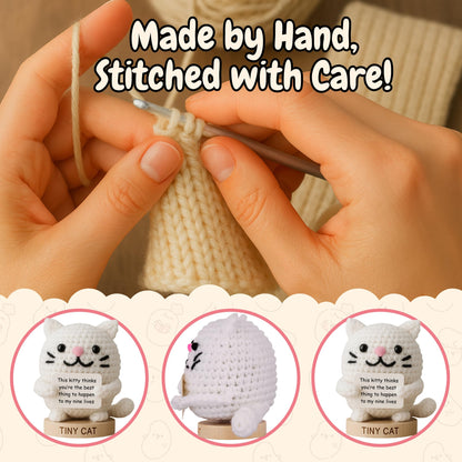 Cat Lover Gifts for Women - Positive Crochet Animal with 30 Cute Signs | Cat Mom Gift for Women for Birthday | Funny Fur Mama Themed Decor Stuff Present Ideas for Cats Lady | Present Idea for Friends