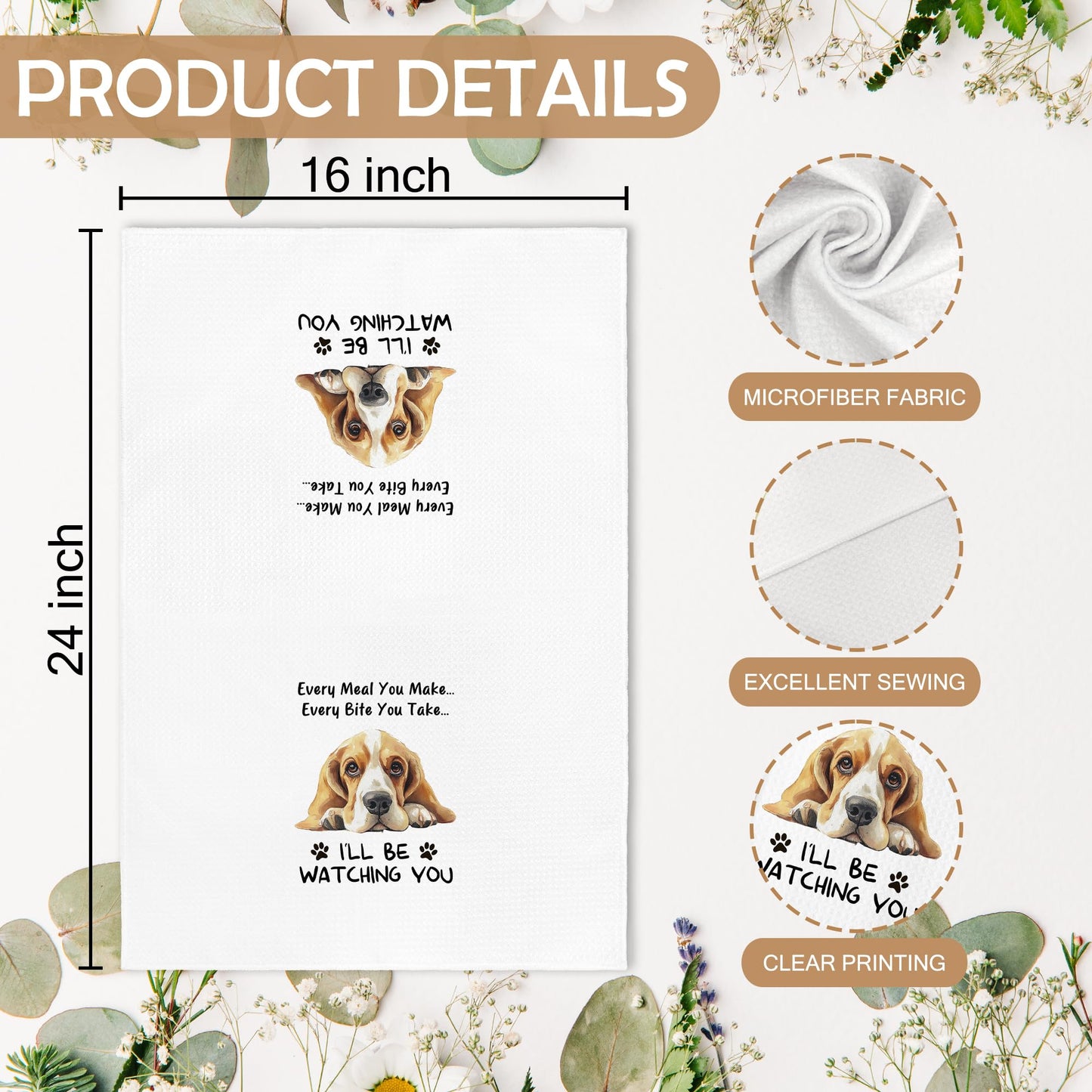 Funny Bassett Basset Hound Dog Mom Kitchen Towels Decor Gifts for Women Men Kids, Bassett Basset Hound Dog Decor Ornament Accessories Dish Hand Tea Towels Sets of 2 for Kitchen, 16x24 Inch