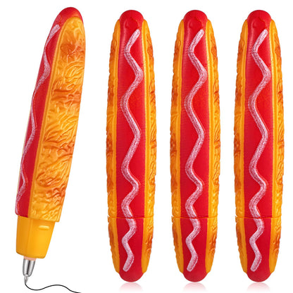 Sayglossy 4 Pcs Hot Dog Writing Pens 0.5 mm Cool Fast Food Fun Decorative Gifts for Christmas Birthday Party Office Desk Accessories