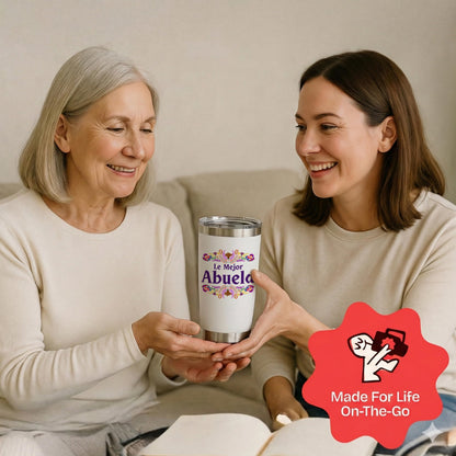 KLUBI Abuela Gifts - Le Mejor Abuela Coffee Cup 20oz Stainless Steel Tumbler, Regalos Para Abuela, Abuela Birthday Gifts, Abuela Cup, Gifts for Abuela, Spanish Grandma