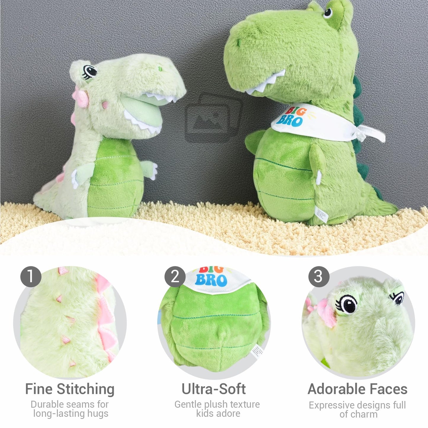 Big Brother Gift for Boy for Older Siblings of New Baby Includes Plush Dinosaur with Storybook, Ideal Birthday & Special Occasion Gift for Boys (Big Brother/Little Sister)