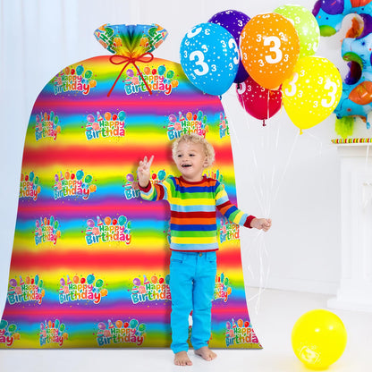 Yingzhao 2 Pcs 80 x 60 in Jumbo Bike Gift Bags Extra Large Rainbow Birthday Gift Bags Large Plastic Present Bags Gift Sack for Birthday Baby Shower Favors Holiday Bicycle Bag