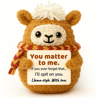 Positive Animals Crochet Llama – Funny Cute Llama Birthday Gift for Best Friend Bestie, Romantic You Matter to Me Gift for Girlfriend Boyfriend