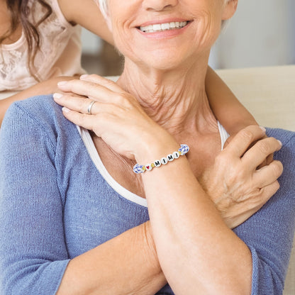 Sereney Mimi/Gigi/Nana/New Mom Gifts, Mimi/Gigi/Nana/New Mom Bracelet as Birthday Gift for Grandmother Great-grandmother Mother-in-law Mama, Bule and White Porcelain Stretch Bead Bracelet for Women